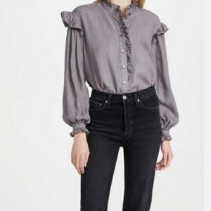 Rebecca Minkoff Willamina Blouse Washed Gray SzXS
